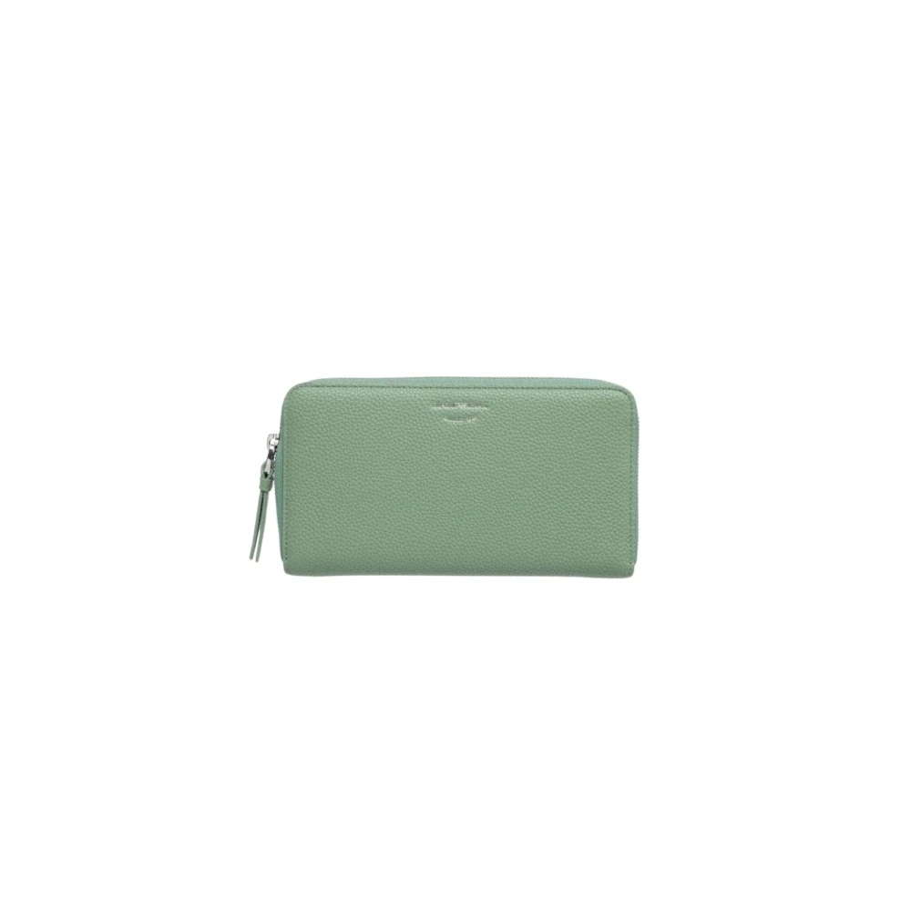 Emporio Armani Women's Green Wallets & Cardholders, One Size, Zip Around Wallets In Sage