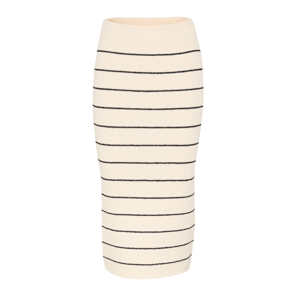 Soaked in Luxury Elegante Wit Zwart Rij Rok Beige Dames