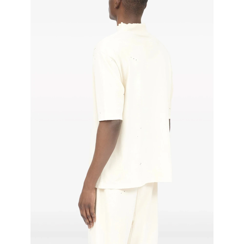 Maison Margiela Handgeschreven Katoenen T-shirt met Verfvlek Effect White Heren