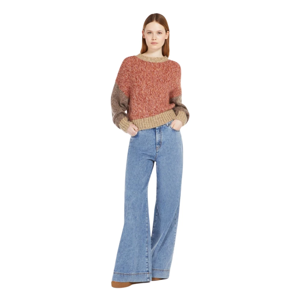 Max Mara Weekend Roze Mohair Trui Zachte Pasvorm Pink Dames