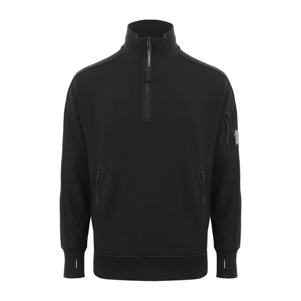 C.p. Company Men's Black Sweatshirts, Xl, Diagonal Raised Standcol Sweatshirt