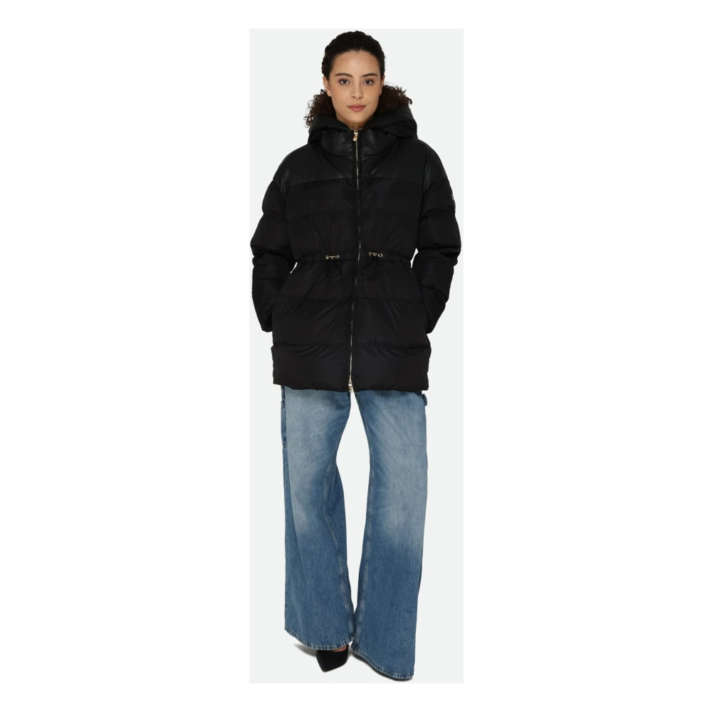 pinko Zwarte Gewatteerde Jas met Capuchon Black Dames