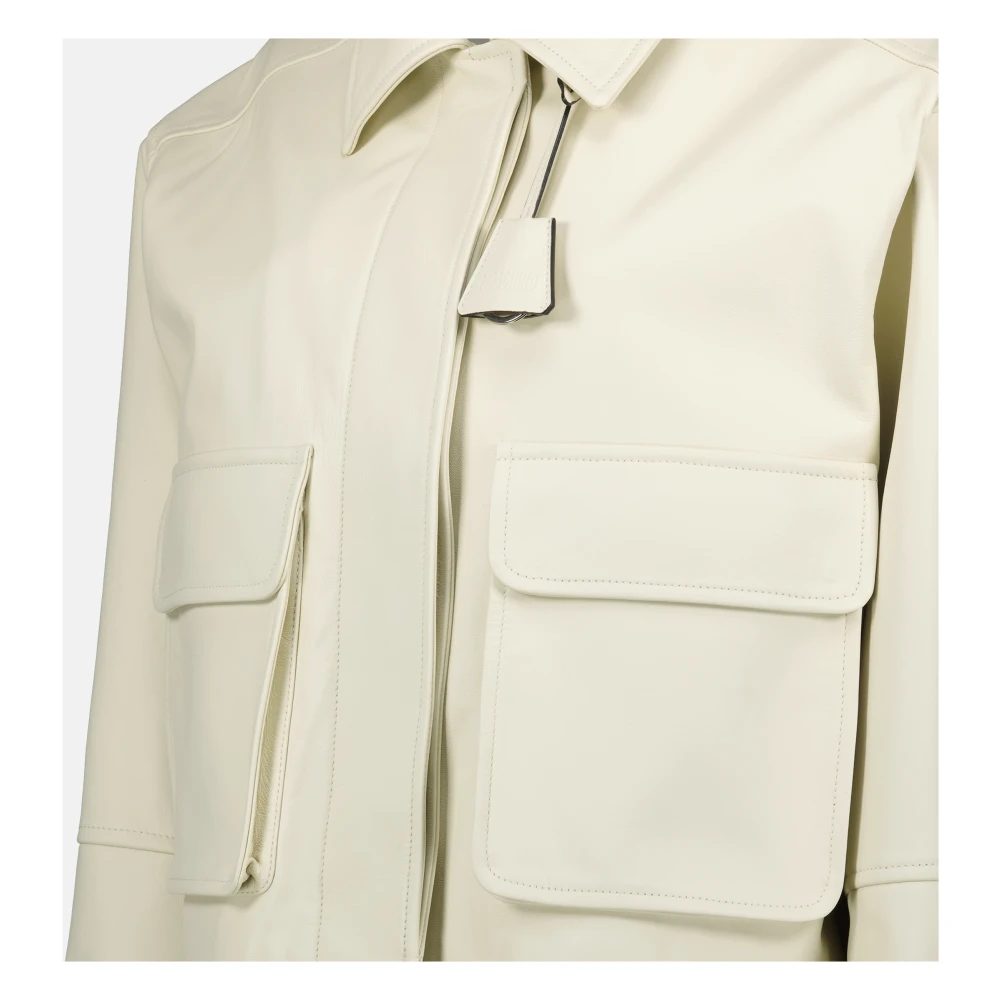 Moschino Stijlvolle witte leren jas White Dames