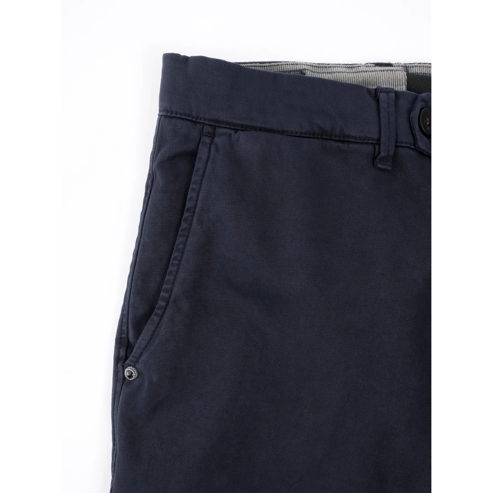 White Sand Gestructureerde Katoenen Tapered Fit Broek Blue Heren