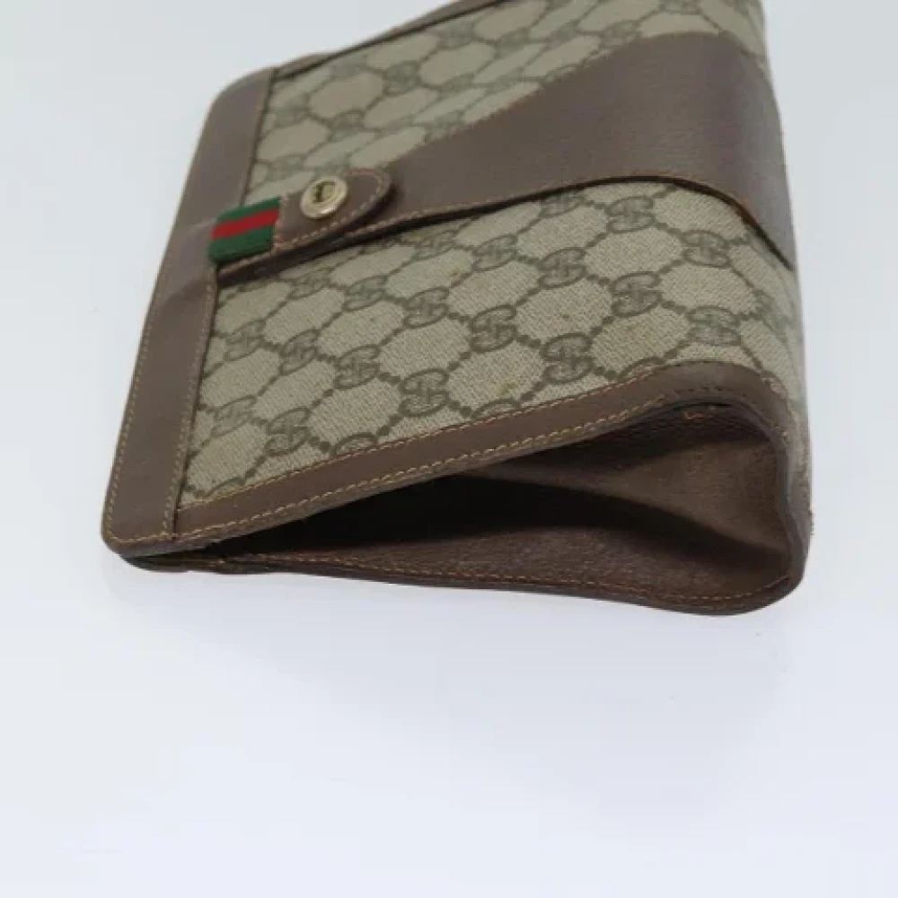 Gucci Vintage Pre-owned Leather clutches Beige Dames