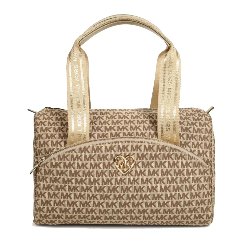 Michael Kors Väska i bomull med monogramtryck och ficka framtill Beige, Flicka