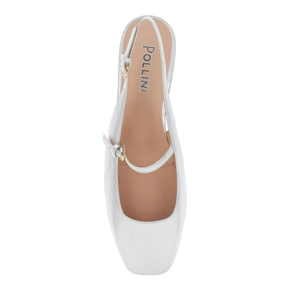 Pollini Grijze Slingback Ballerina Leren Vrouw Gray Dames