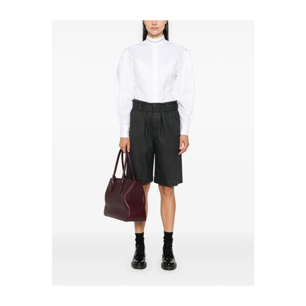 BRUNELLO CUCINELLI Witte Poplin Shirt Monili Ketting Detail White Dames