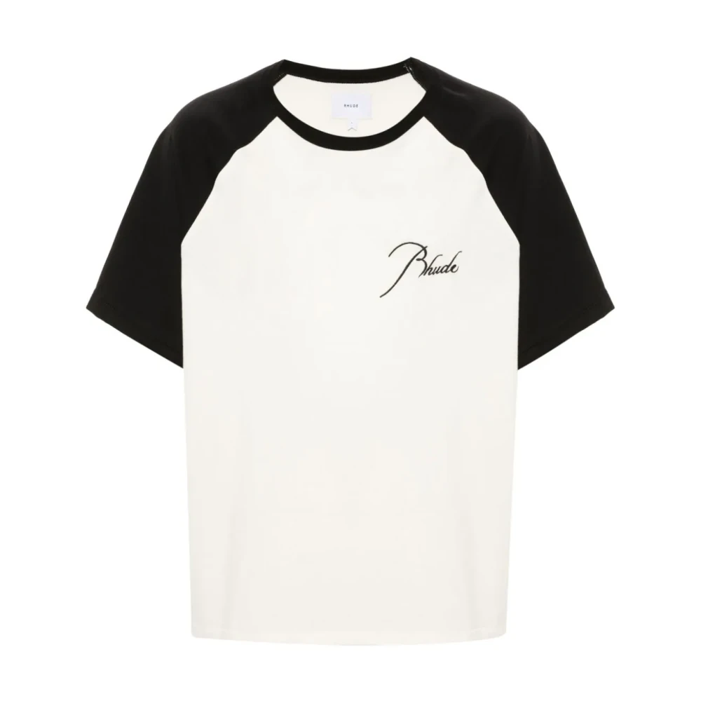 Rhude Men's White T-Shirts,, Vintage Black Raglan Tee Extra Small
