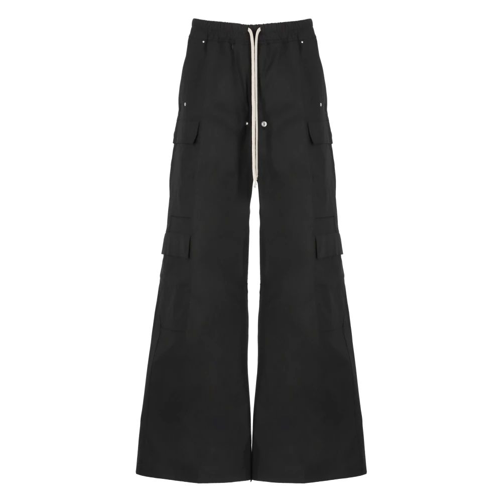 Rick Owens Zwarte Cargo Broek Elastische Taille Koord Black Heren