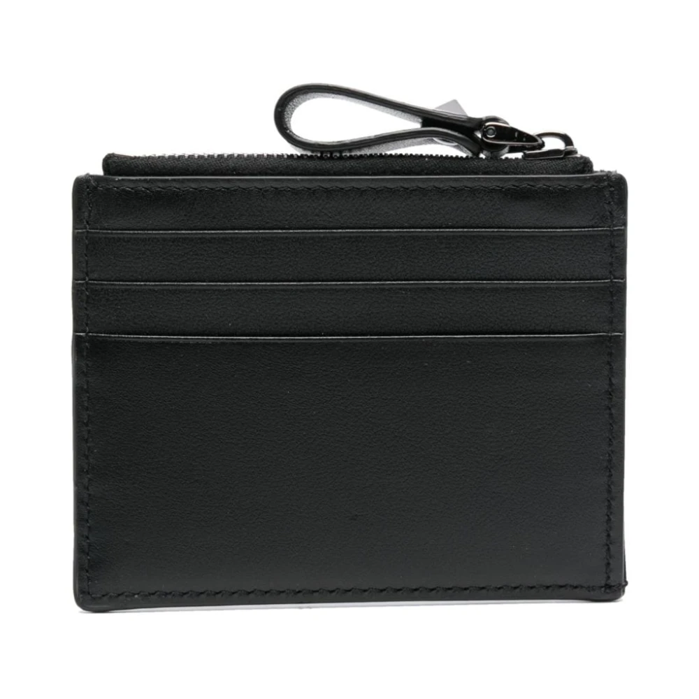 Valentino Garavani Zwarte leren creditcardportemonnee met studs Black Dames