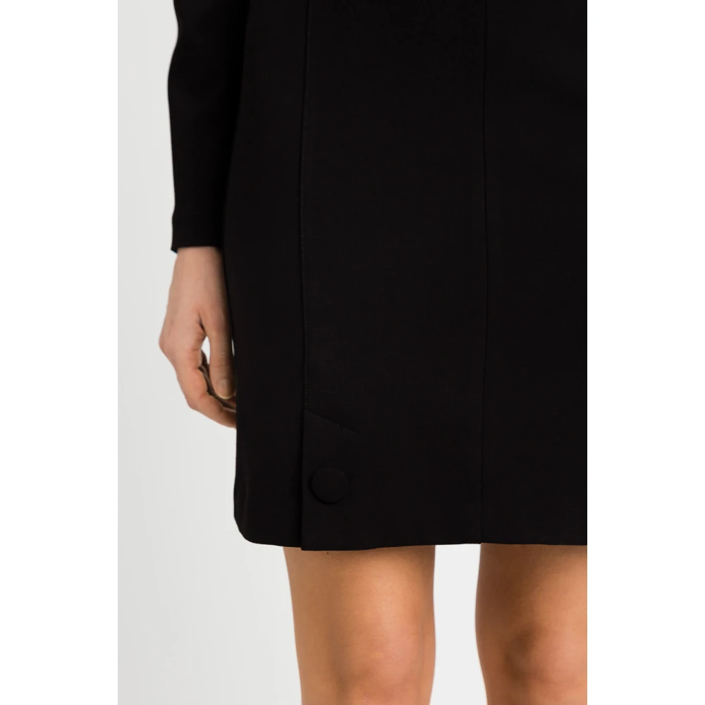 Twinset Zwarte Jersey Jurk met Tule Inzet Black Dames