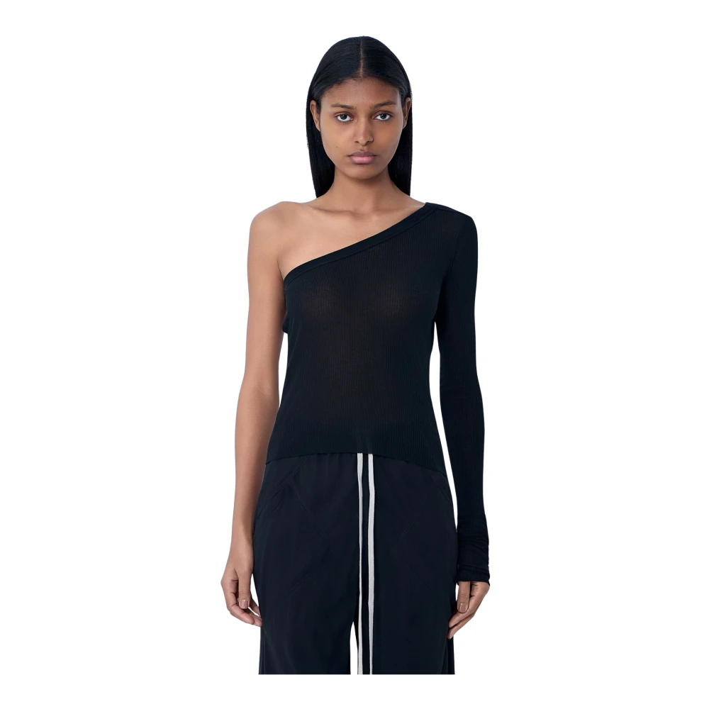 Rick Owens Black Ziggy T-Shirt - Female - Long Sleeve T-Shirts - L - Tops
