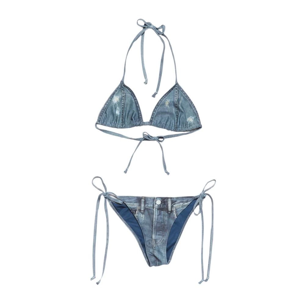 Acne Studios Gedrukte Bikini Set Illusie Denim Blue Dames