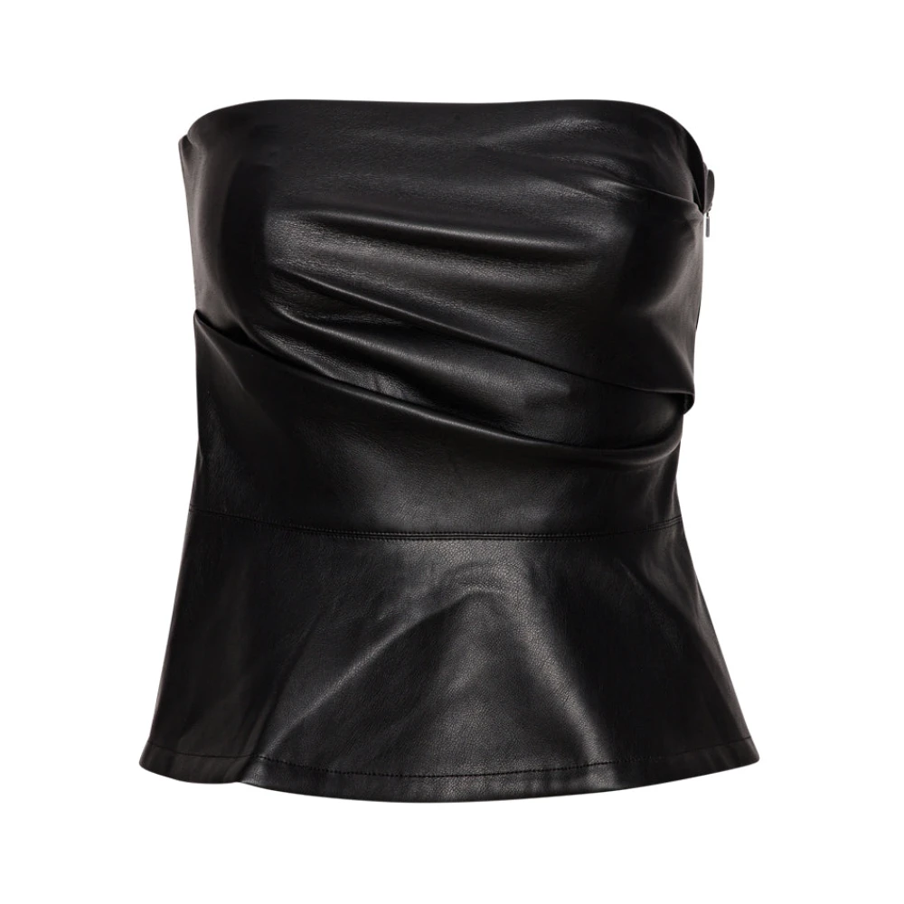 Rotate Birger Christensen Zwarte Gedrapeerde Mouwloze Top Black Dames
