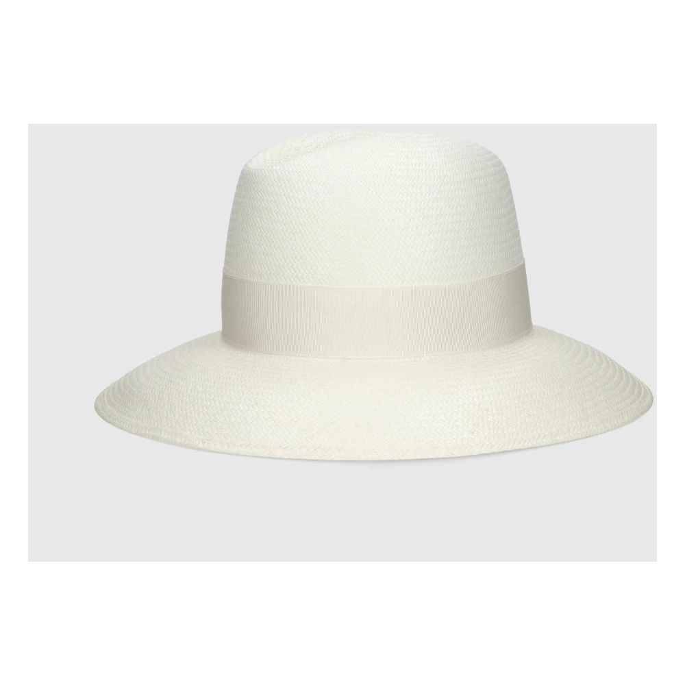 Borsalino Fijne Panama brede rand hoed White Dames