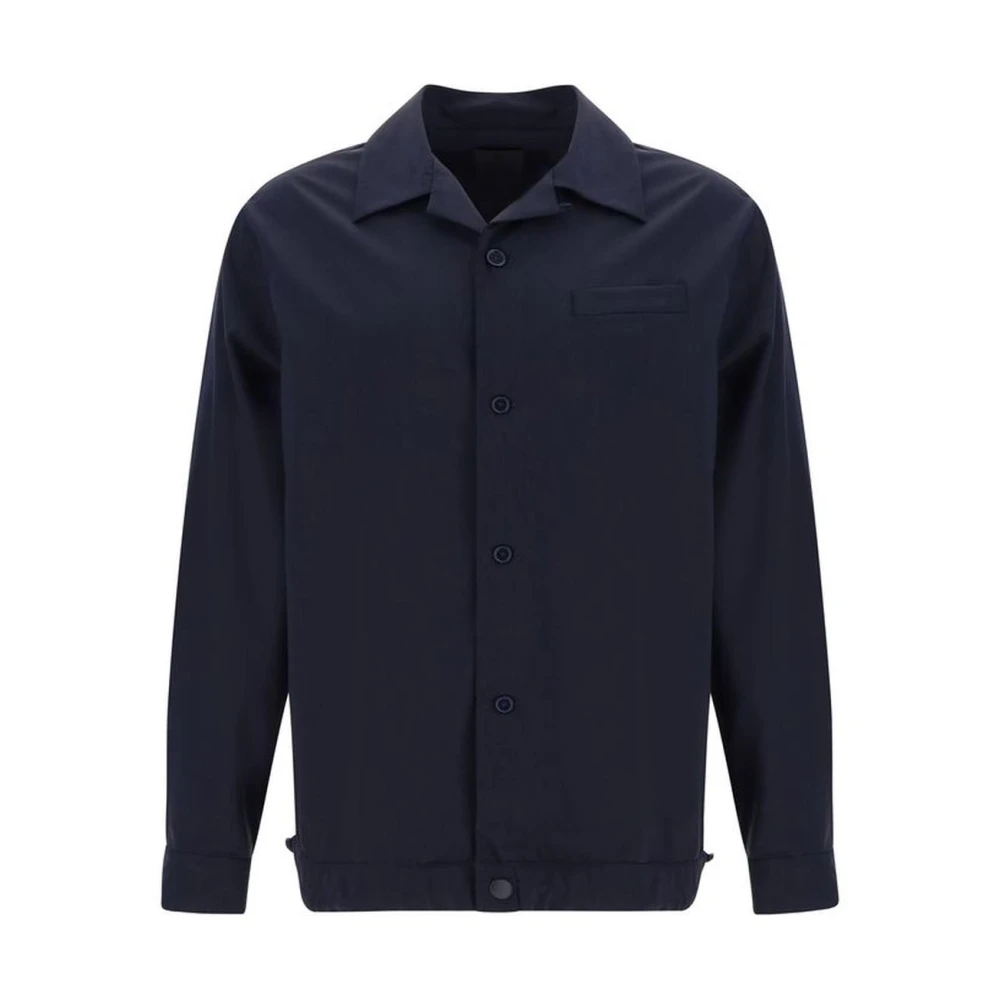 Givenchy Monochrome wollen overhemd met Cubaanse kraag Blue Heren