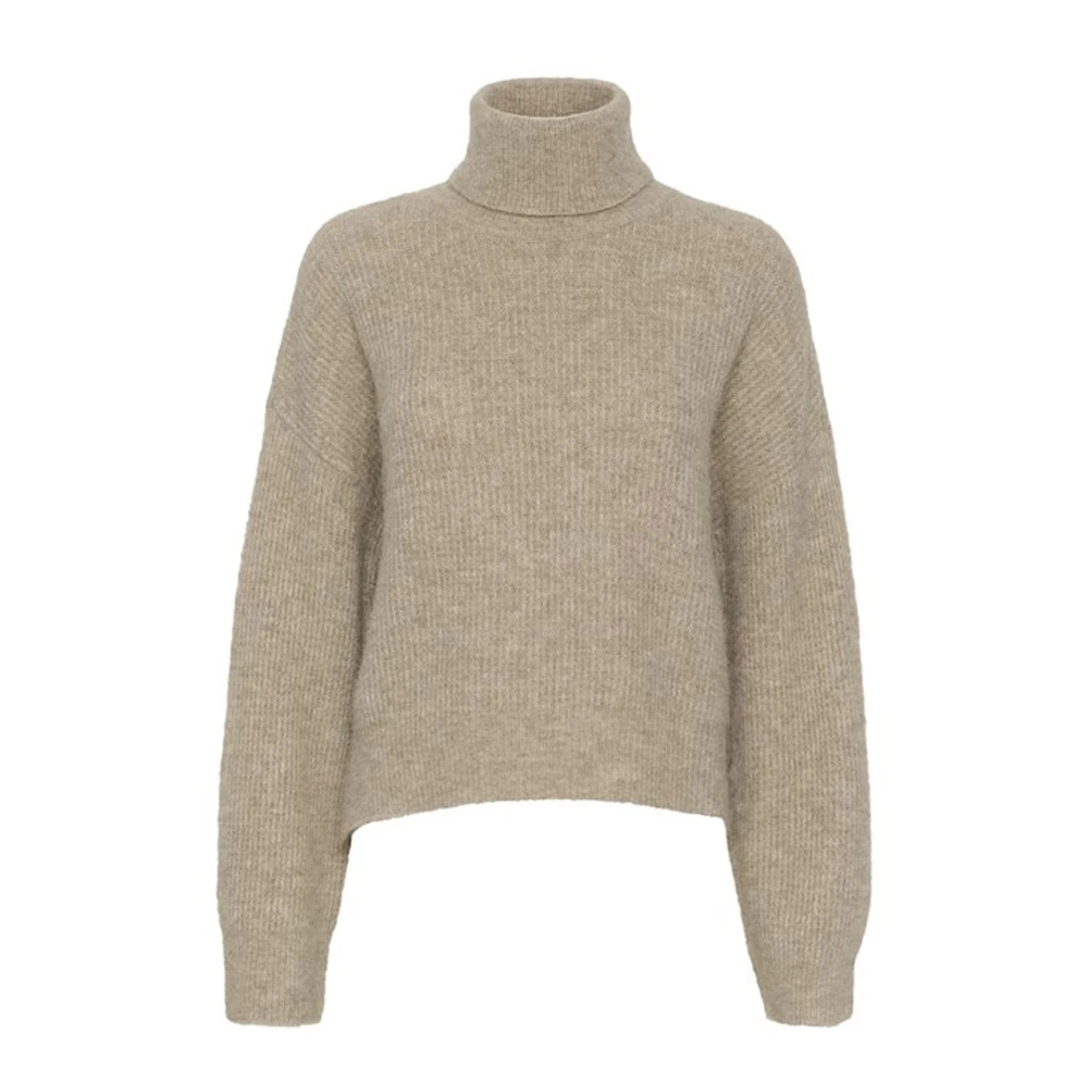 Gestuz Alphagz Rollneck Sweater Warm Sand Melange Beige Dames