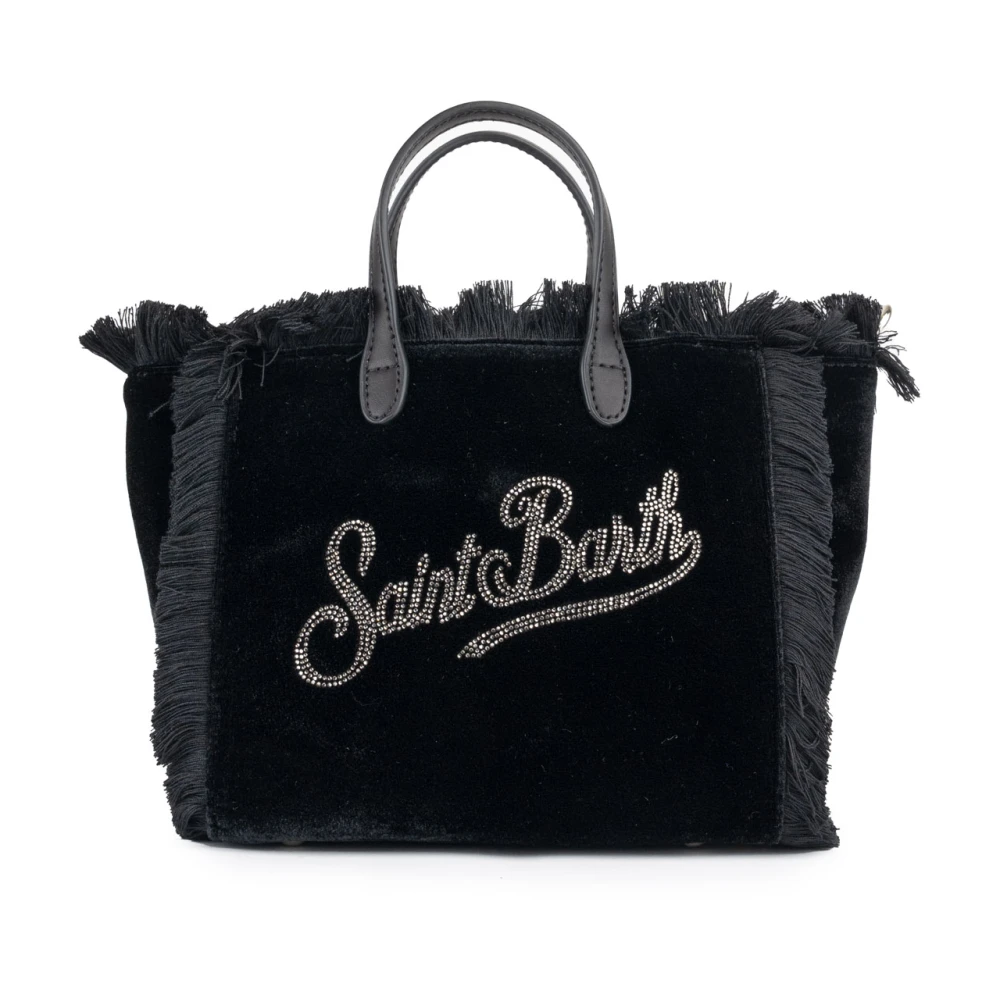 MC2 Saint Barth Fluwelen handtas met strass logo Black Dames