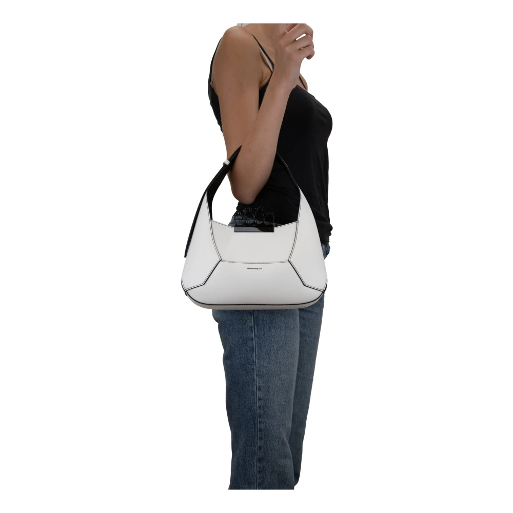 alexander mcqueen Leren handtas met magnetische sluiting White Dames