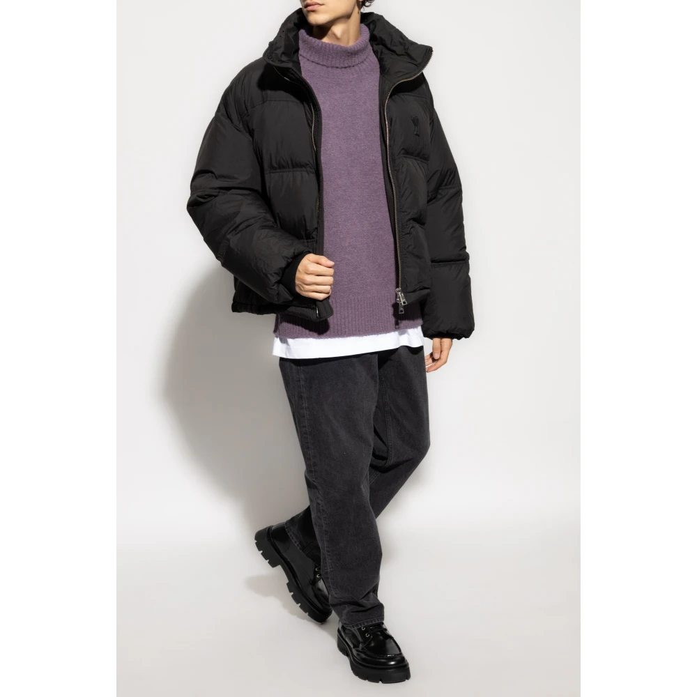 Ami Paris Pufferjas met in de kraag verstopte capuchon Black Heren