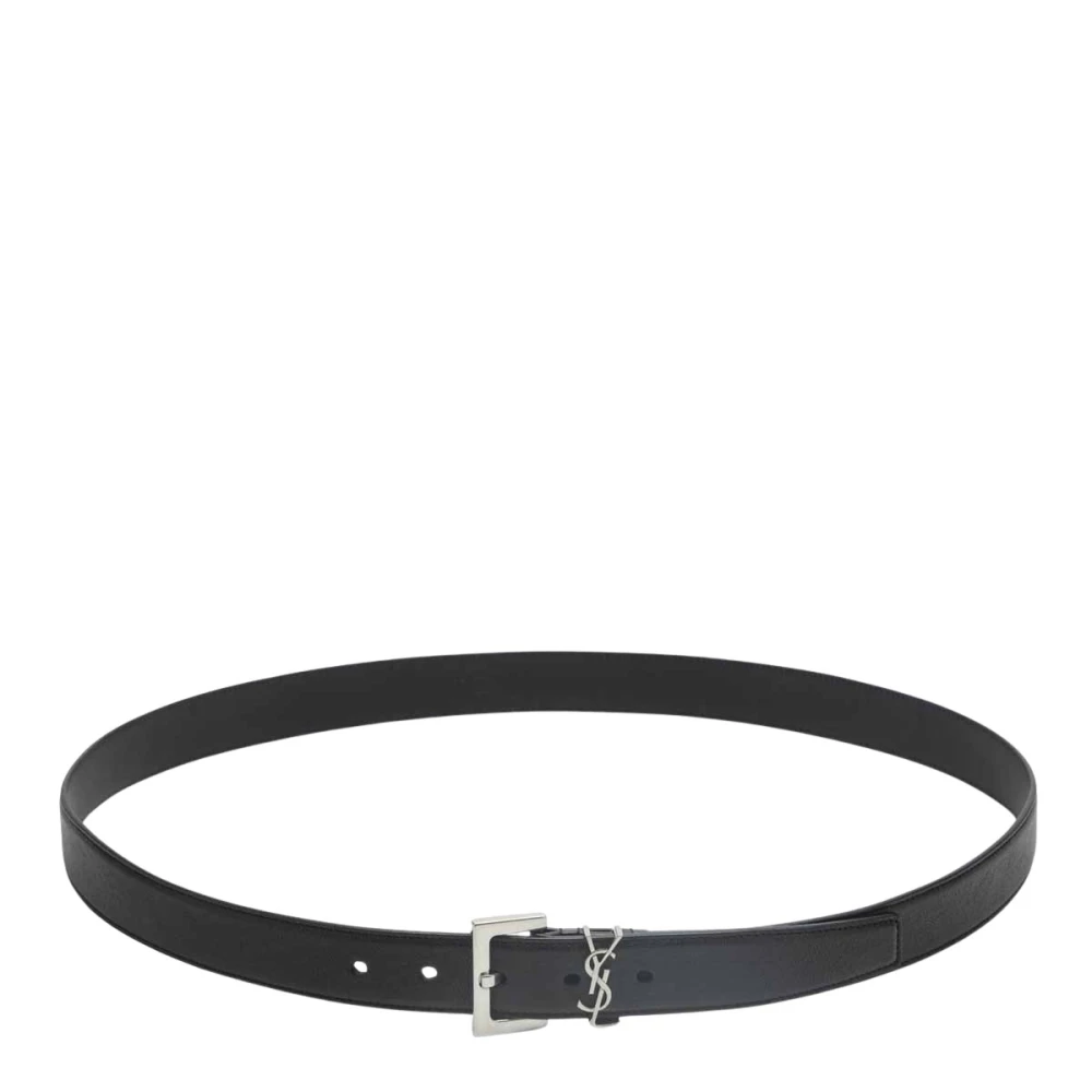 Saint Laurent Men's Black Belts, 85 Cm, Cassandre Belt