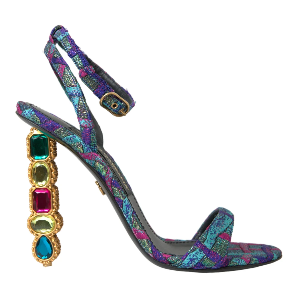 Dolce & Gabbana Women's Multicolor High Heel Sandals,, Crystal Embellished Sandals Size 5 Uk