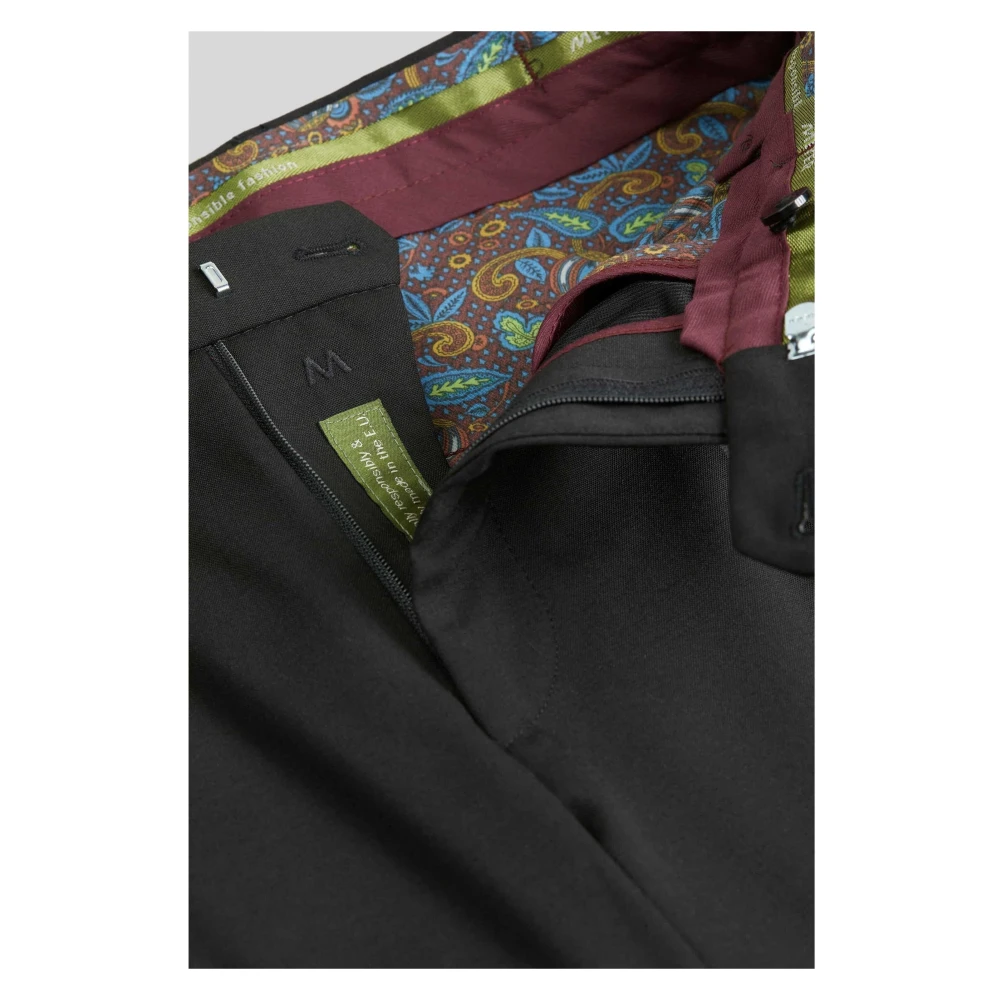 Meyer Stretch Wol Oslo Broek Black Heren