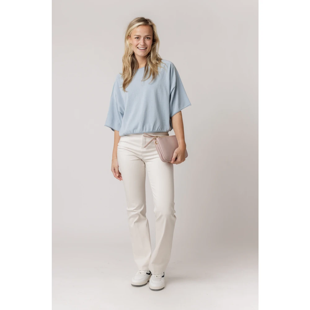 drykorn Blauwe Top met Ronde Hals en Halve Mouwen Blue Dames