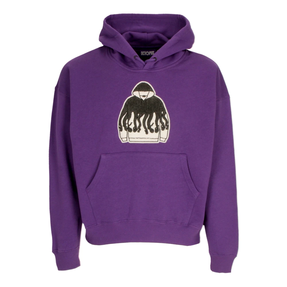Octopus Iconische Paarse Hoodie met Geribbelde Zoom en Manchetten Purple Heren