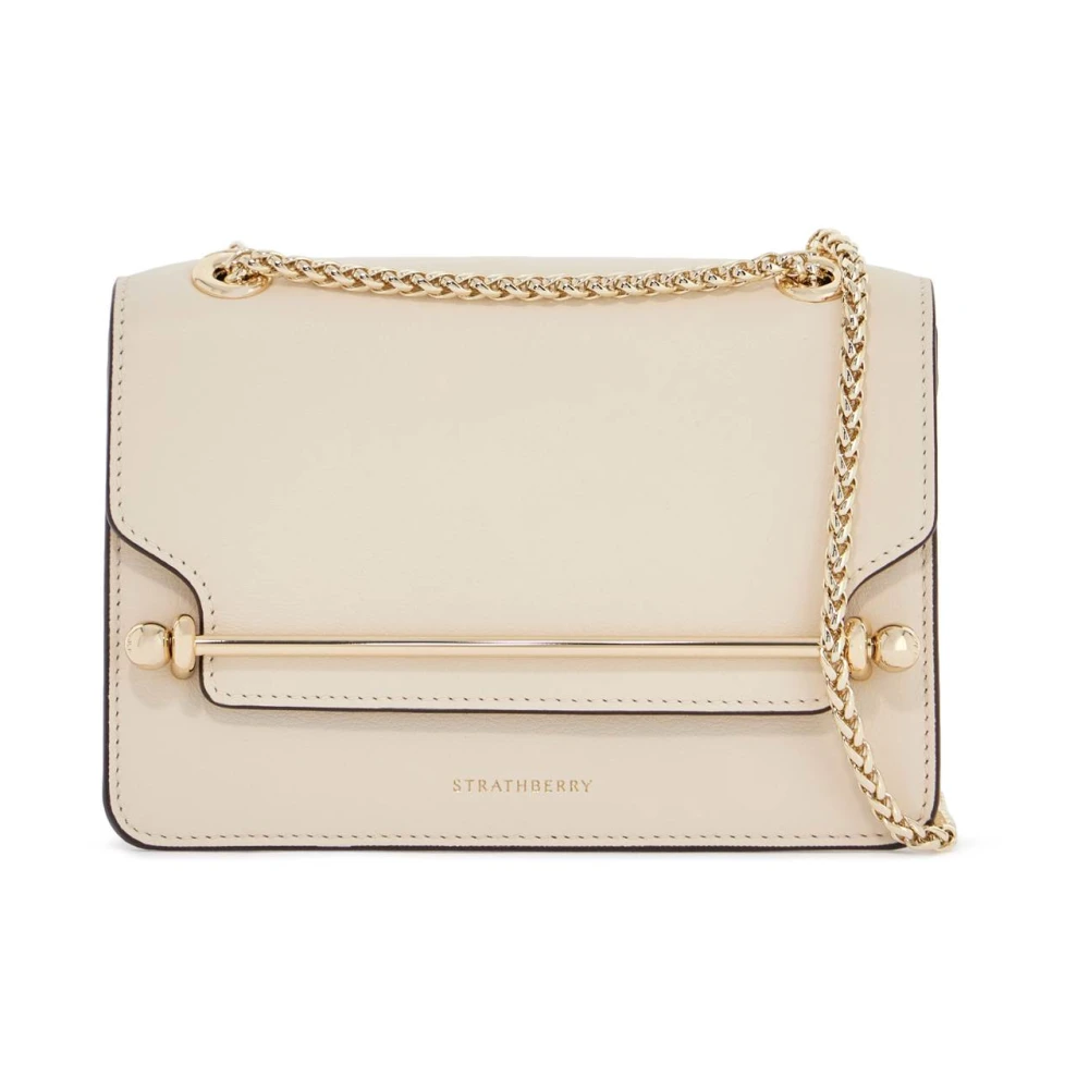 Strathberry Vanilla Kalfsleren Mini Schoudertas Beige Dames