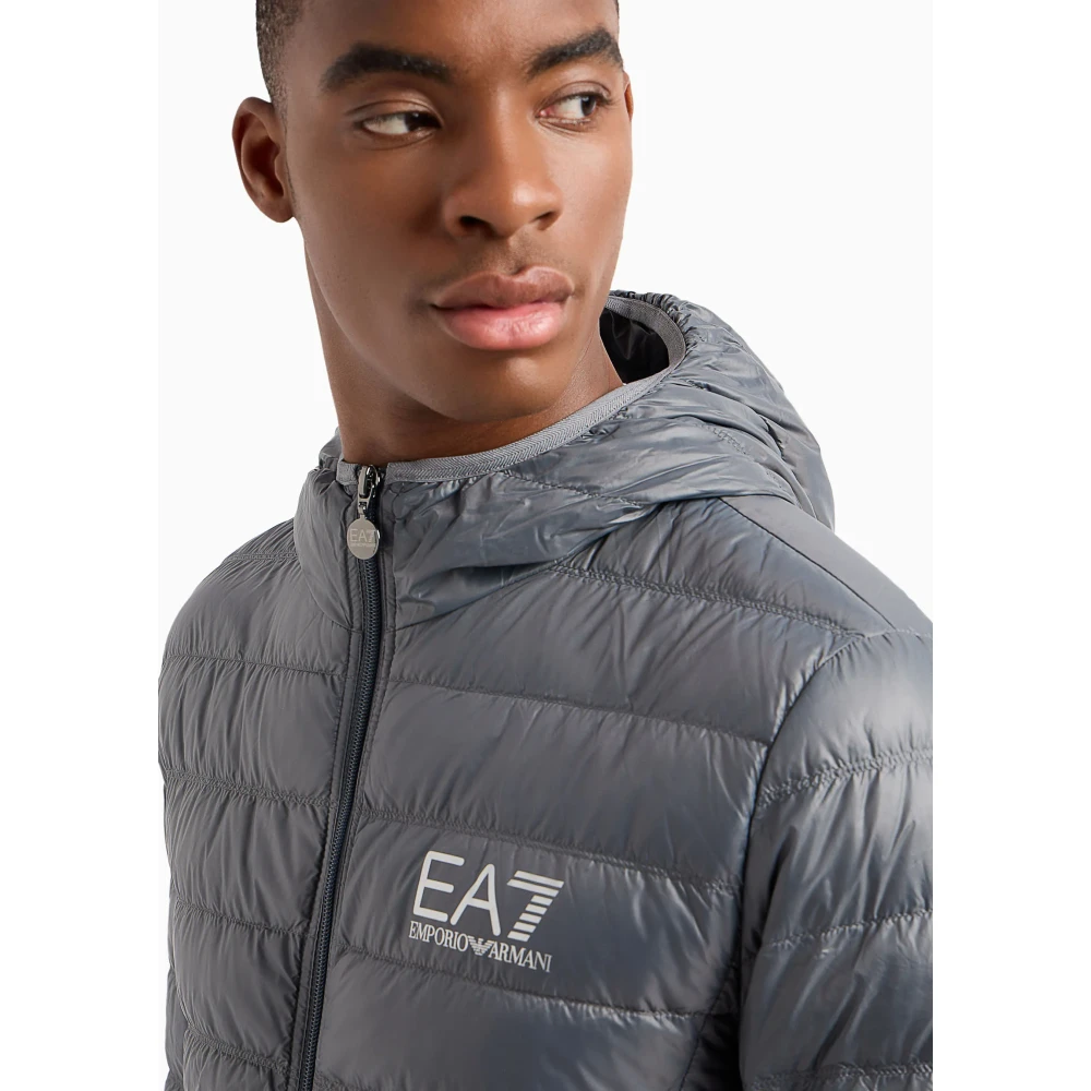 Emporio Armani EA7 Opvouwbare Core Identity Hooded Jas Gray Heren