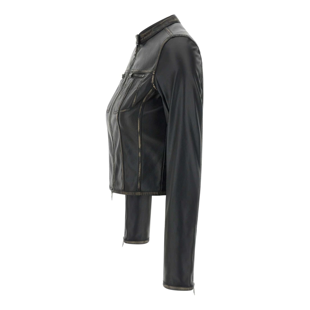 Diesel Zwarte Bikerjas met Ritssluiting Zakken Black Dames