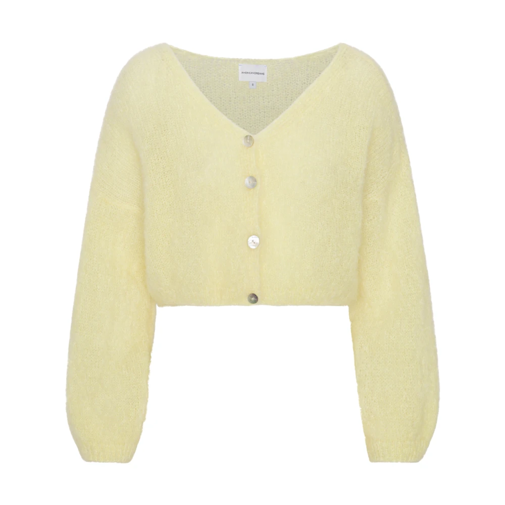 American Dreams Lichtgele Geknipte Mohair Cardigan Yellow Dames