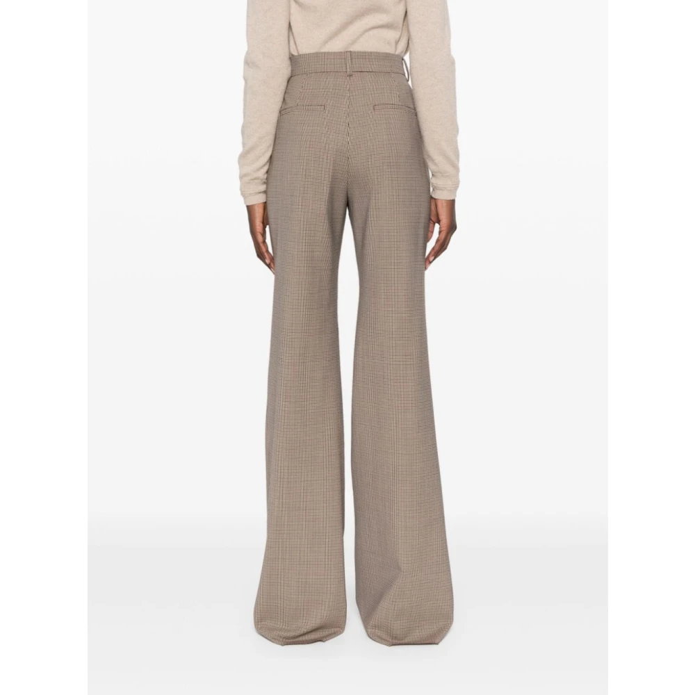 SPORTMAX Flared Leg Wool Blend Trousers Beige Dames