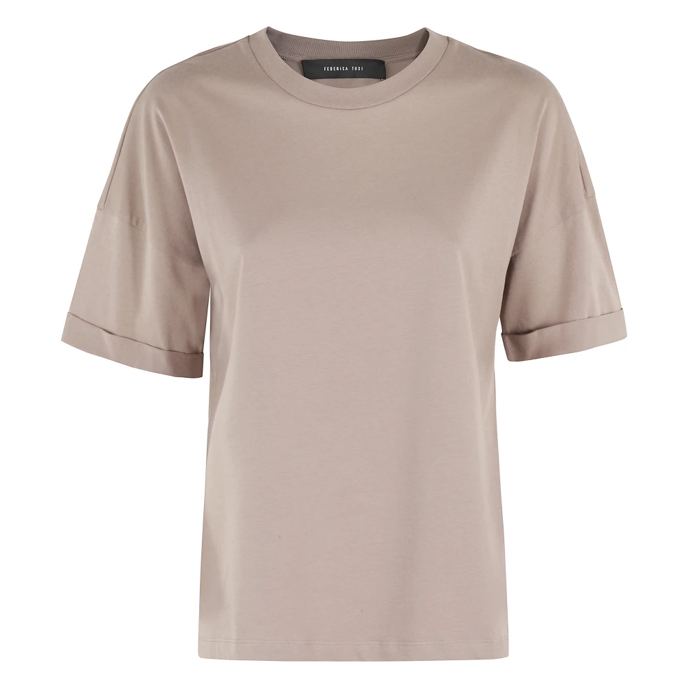 Federica Tosi Stijlvol Crew Jersey Beige Dames