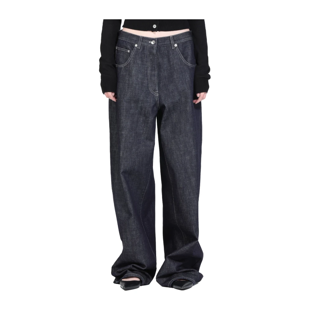 N21 Wijde Pijp Katoenen Jeans Blue Dames