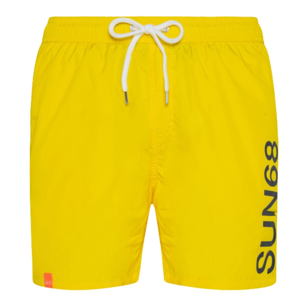 Sun68 Men's Yellow Logo Swim Shorts - Beachwear - Xl - Swimwear
