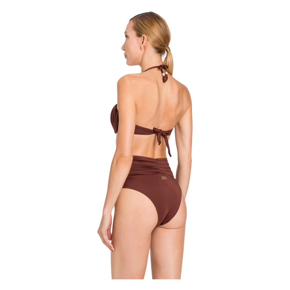 Twinset Hoog getailleerd badpak in effen kleur Brown Dames