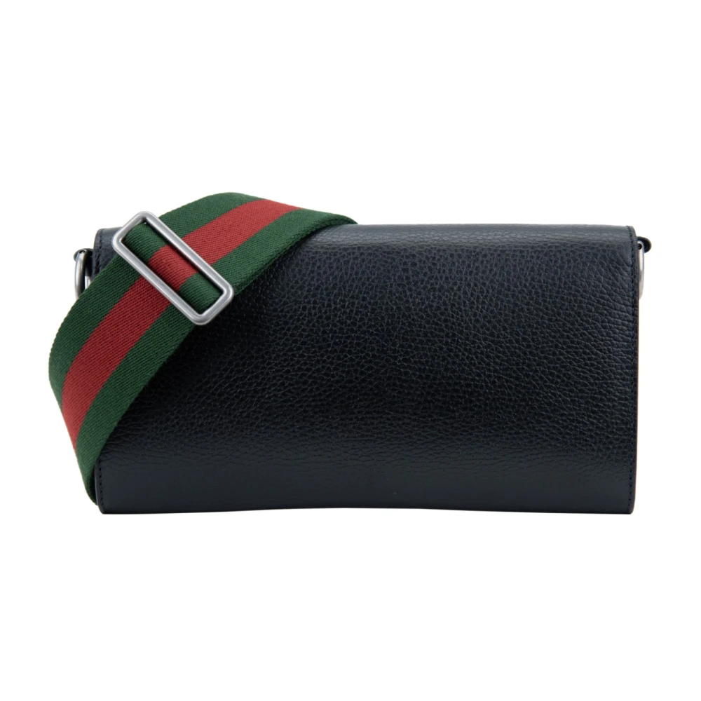 Gucci Leren Schoudertas met Magnetische Knoop Black Dames