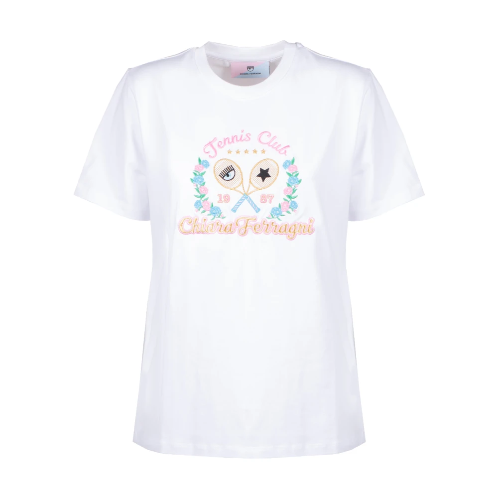 Chiara Ferragni Collection Vit Tennis Club Tshirt White, Dam