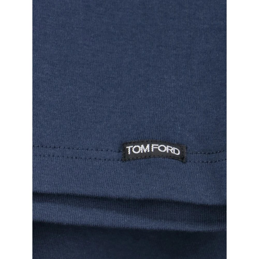 Tom Ford Blauwe Katoenen Crewneck Sweater Blue Heren