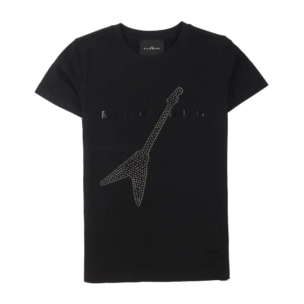 John Richmond Rundhalsad T-shirt med korta ärmar och strass Black, Unisex