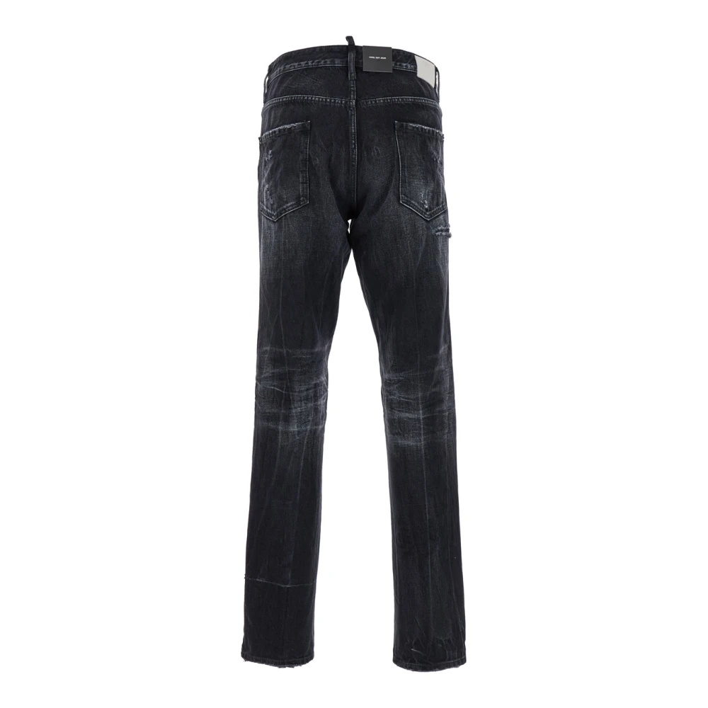 Dsquared2 Zwarte Ripped Jeans Regular Fit Black Heren