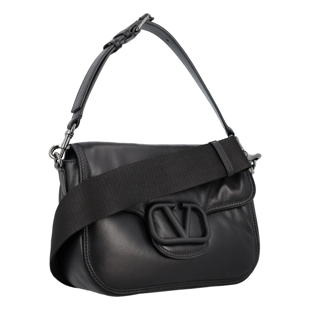 Valentino Garavani Zwarte leren schoudertas VLogo klep Black Heren