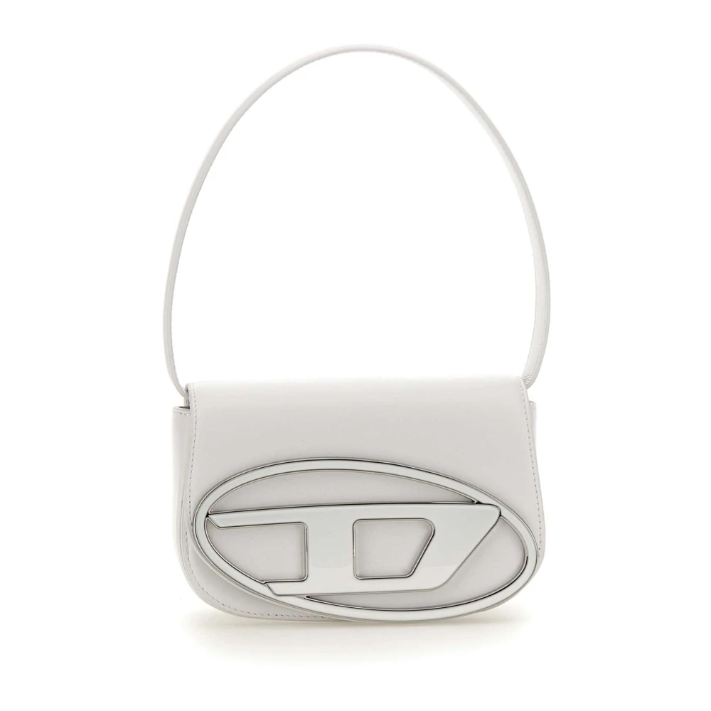 Diesel Women's White Leather Shoulder Bag With Flap
