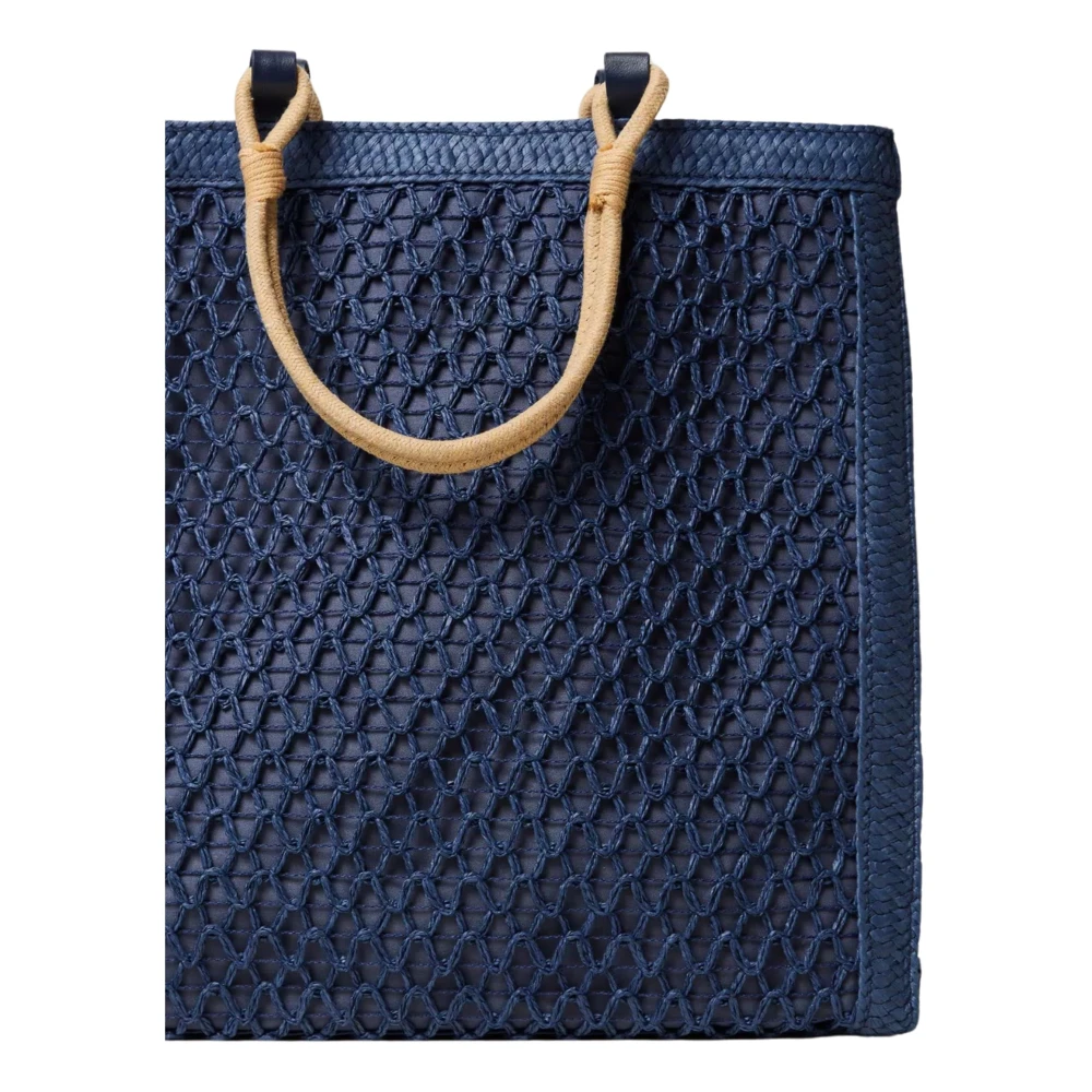 Twinset Blauwe geweven shopper tas Blue Dames