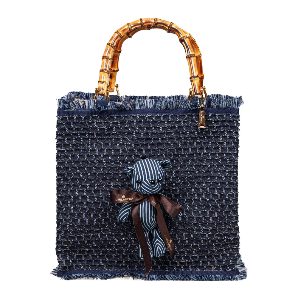 La Milanesa Denim handtas met teddybeer bedels Blue Dames