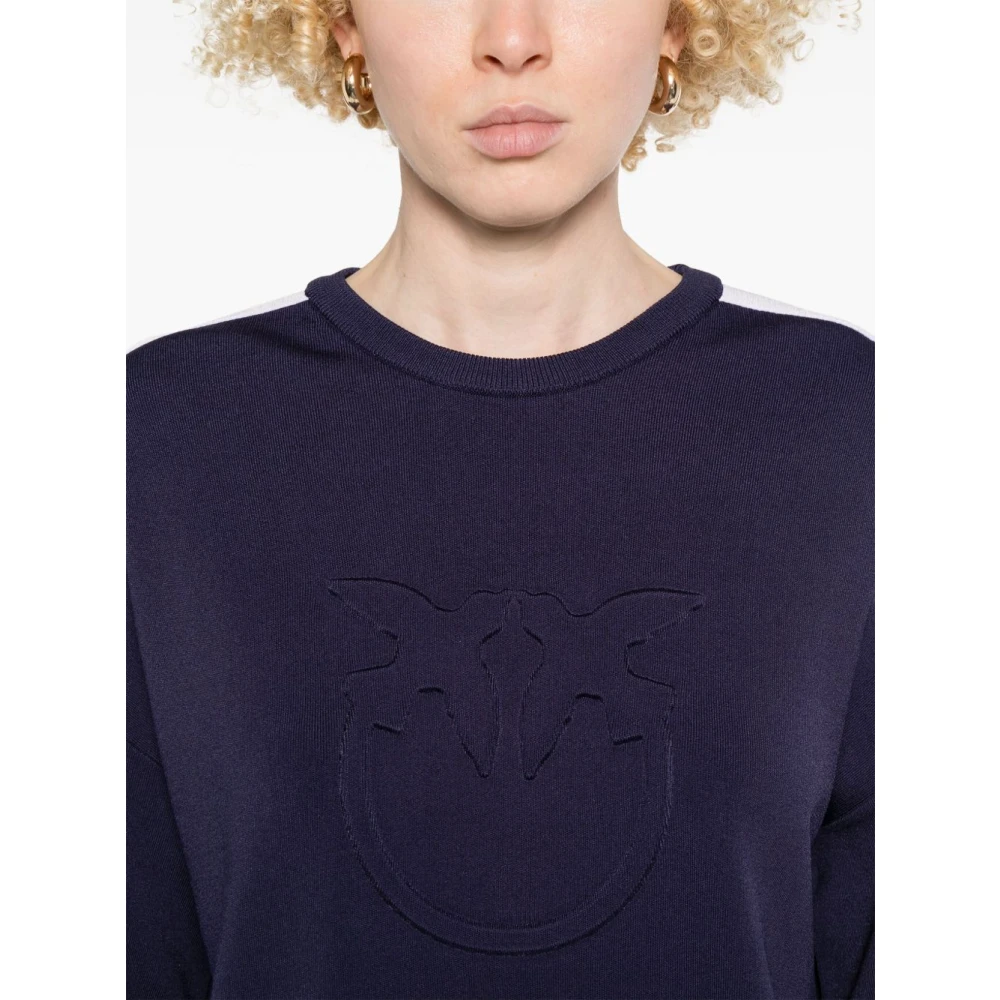 pinko Blauw en wit trui Ss25 Blue Dames