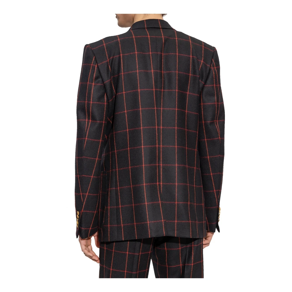 Gucci Geruite wollen blazer double-breasted jas Black Heren
